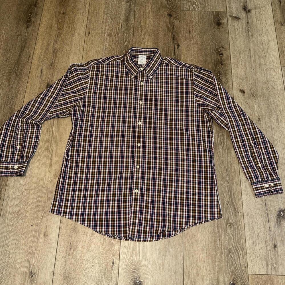 Men’s Brooks Brothers Button Up Dress Shirt Size Xl Regent Plaid